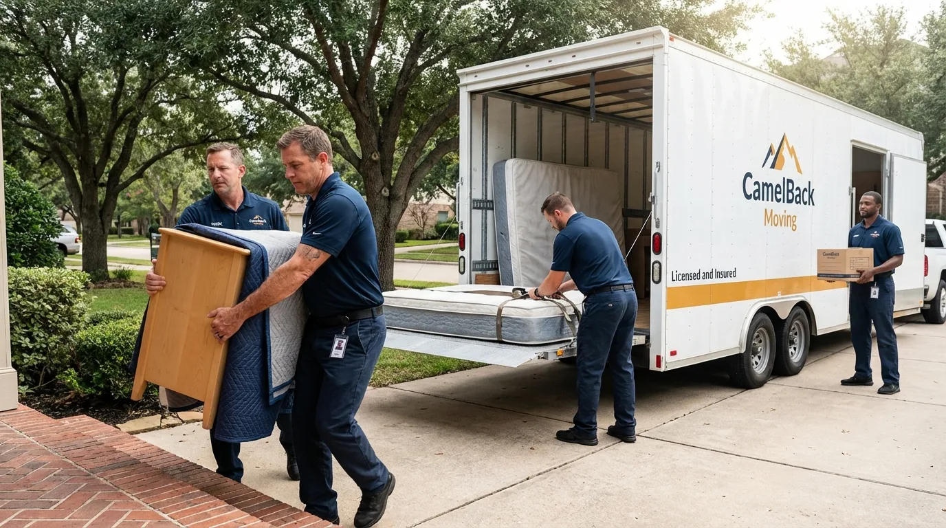 Crew loading residential truck for cross-state move from Cannon Falls, MN