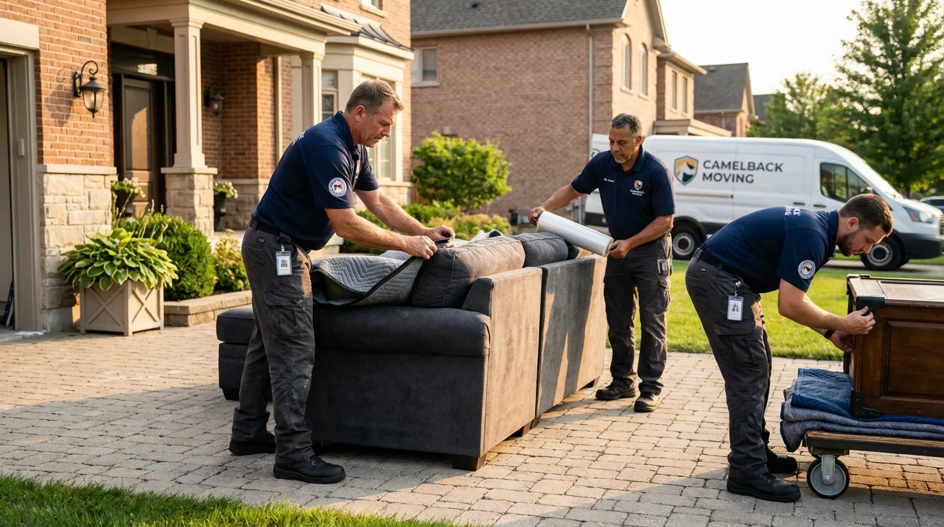 Large estate moving crew wrapping furniture in Cannon Falls, MN